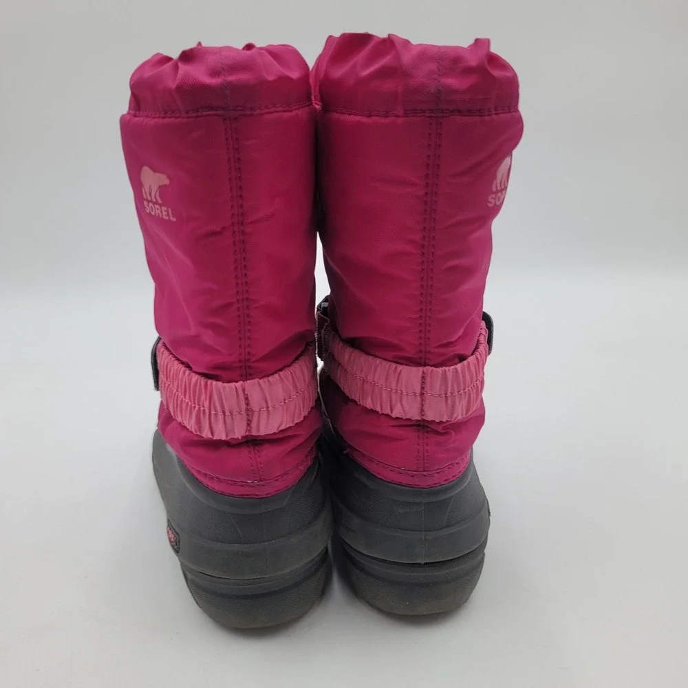 Sorel Yoot Pac Nylon Pink Black Waterproof Winter Snow Boots Kids Sz3 NY1965-684